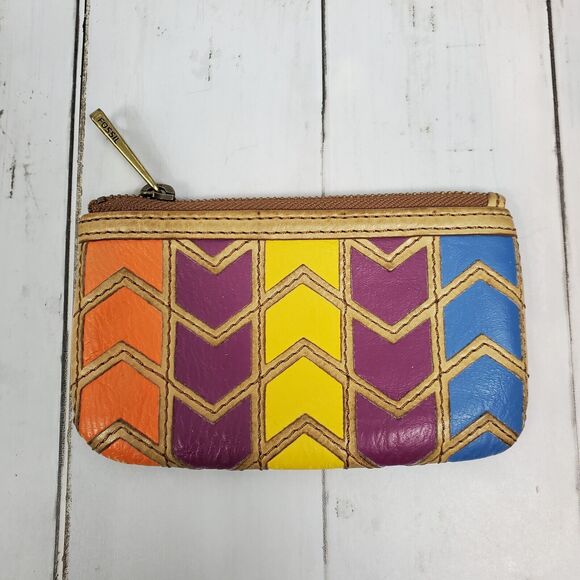 Fossil Explorer Multi Clutch Wallet Purse Handbag Leather Multicolor - Picture 1 of 7